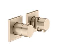 KEUCO EDITION 11 Set de robinetterie thermostatique encastrée pour 2 consommateurs avec raccord de flexible et support de douche, 51153031222, Couleur: bronze brossé