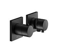 Keuco Edition 11 thermostat de douche 51153371222 noir mat, installation encastrée, 2 consommateurs, avec coude de raccordement mural et support de douche