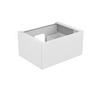KEUCO EDITION 11 Meuble sous-lavabo pour lavabos à encastrer, 1 tiroir frontal, avec éclairage LED, 700x350x535mm, 31241140100, Corps/Avant: Laque truffée soie mate / verre truffé