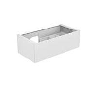 KEUCO EDITION 11 Meuble sous-lavabo pour lavabos encastrables, 1 tiroir frontal, position du lavabo à gauche, avec éclairage LED, 1050x350x535mm, 31253380100, Corps/Avant: Vernis structuré blanc / Ver