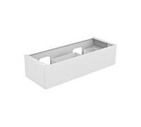 KEUCO EDITION 11 Meuble sous-lavabo pour double lavabo encastré, 1 tiroir frontal, avec éclairage LED, 1400x350x535mm, 31267270100, Corps/Avant: Laque blanche satinée / verre blanc satiné