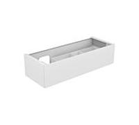 KEUCO EDITION 11 Meuble sous-lavabo pour lavabos encastrables, 1 tiroir frontal, position du lavabo à gauche, 1400x350x535mm, 31265270000, Corps/Avant: Laque blanche satinée / verre blanc satiné