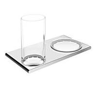 Keuco Edition 400 double support 11556139000 chrome noir brossé, pour verre et porte-savon