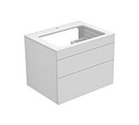 KEUCO EDITION 400 meuble sous-lavabo, avec 1 trou pour robinet, 700x546x535mm, 31571730100, Corps/Avant: Blanc Laque structurée / Verre Truffle satiné