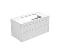 KEUCO EDITION 400 meuble sous-lavabo, pour largeur de lavabo 600mm, avec 1 trou pour robinet, 1050x546x535mm, 31572820100, Corps/Avant: Laqué blanc brillant / Verre truffé brillant