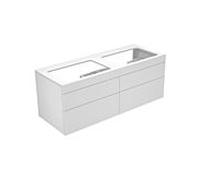 Keuco Edition 400 Vanity unit 31575, sans orifice pour robinet, 1400 x 546 x 535 mm, Corps/Avant: Blanc Strucktur laqué / verre truffé mat - 31575730000