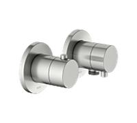 KEUCO EDITION 400 Set de robinetterie thermostatique à encastrer 2 voies avec raccord de flexible, 51553211121, Couleur: acier inoxydable
