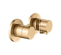 KEUCO EDITION 400 Set de robinetterie thermostatique encastré 2 voies avec raccord de flexible et support de douche, 51553251221, Couleur: Laiton brossé