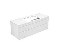Keuco Edition 400 Vanity unit 31573, avec perçage de trous de robinet, 1400 x 546 x 535 mm, Corps/Avant: Anthracite Structure Vernis / Anthracite Verre mat