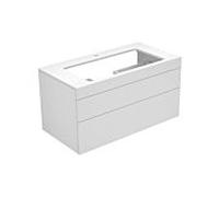 KEUCO EDITION 400 meuble sous-lavabo, pour largeur de lavabo 800mm, avec 1 trou pour robinet, 1050x546x535mm, 31582150100, Corps/Avant: Laque structurée anthracite / verre satiné anthracite