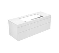 Keuco Edition 400 Vanity unit 31583, avec perÃ§age de trou de robinet, 1400 x 546 x 535 mm, Corps/Avant: Laque brillante blanche / Laque brillante blanche / Laque brillante blanche - 31583210100