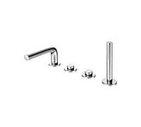 KEUCO EDITION 400 mitigeur de bain à 4 trous bord de baignoire, hauteur 89mm, saillie 220mm, 51530130200, Couleur: Chrome noir brossé