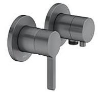 Keuco Edition 400 mitigeur de douche 51551131121 chrome noir brossé, raccord encastré, pour 2 Verbraucher , avec coude de raccordement mural