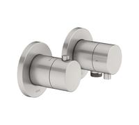 KEUCO EDITION 400 Set de robinetterie thermostatique à encastrer 2 voies avec raccord de flexible, 51553051121, Couleur: nickel brossé