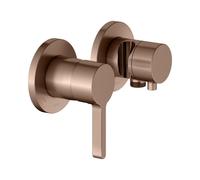 KEUCO EDITION 400 Set de mitigeur monocommande encastré 2 voies avec raccord de flexible et support de douche, 51551291221, Couleur: rouge or brossÃ©