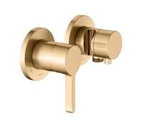 KEUCO EDITION 400 Set de mitigeur monocommande encastré 2 voies avec raccord de flexible et support de douche, 51551251221, Couleur: Laiton brossé