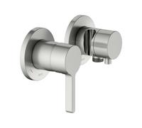 KEUCO EDITION 400 Set de mitigeur monocommande encastré 2 voies avec raccord de flexible et support de douche, 51551061221, Couleur: acier inoxydable