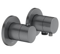 KEUCO EDITION 400 Set de robinetterie thermostatique à encastrer 2 voies avec raccord de flexible, 51553131121, Couleur: Chrome noir brossé