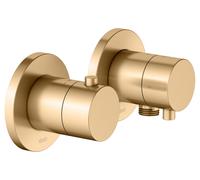 KEUCO EDITION 400 Set de robinetterie thermostatique à encastrer 2 voies avec raccord de flexible, 51553251121, Couleur: Laiton brossé