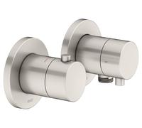 KEUCO EDITION 400 Set de robinetterie thermostatique à encastrer 2 voies avec raccord de flexible, 51553051121, Couleur: nickel brossé