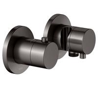 KEUCO EDITION 400 Set de robinetterie thermostatique à encastrer 3 voies avec raccord de flexible et support de douche, 51553351231, Couleur: noir titane brossé