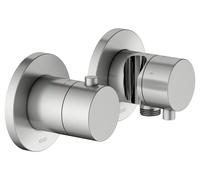 KEUCO EDITION 400 Set de robinetterie thermostatique à encastrer 3 voies avec raccord de flexible et support de douche, 51553211231, Couleur: acier inoxydable
