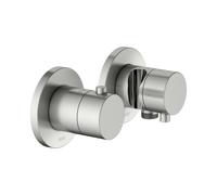 KEUCO EDITION 400 Set de robinetterie thermostatique encastré 2 voies avec raccord de flexible et support de douche, 51553061221, Couleur: acier inoxydable