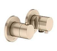 KEUCO EDITION 400 Set de robinetterie thermostatique à encastrer 3 voies avec raccord de flexible et support de douche, 51553031231, Couleur: Bronze brossé