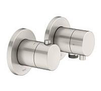KEUCO EDITION 400 Set de robinetterie thermostatique à encastrer 2 voies avec raccord de flexible, 51553051121, Couleur: nickel brossé