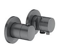 KEUCO EDITION 400 Set de robinetterie thermostatique à encastrer 3 voies avec raccord de flexible et support de douche, 51553131231, Couleur: Chrome noir brossé