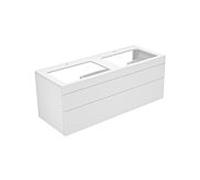 Keuco Edition 400 vasque 31574210100 140 x 54,6 x 53,5 cm, 2 coulissants, avec trou pour robinetterie, pour 2 Lavabos , blanc brillant / blanc brillant