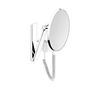 Keuco iLook_move miroir cosmétique 17612059001 beleuchtet , Ø 212 mm, câble spiralé, nickel brossé, transformateur à fiche