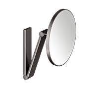 KEUCO iLook_move, Miroir de soins de beauté, sans éclairage, rond, montage mural, 17612350000, Couleur: noir titane brossé