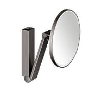 KEUCO iLook_move Miroir de soins de beauté, éclairé, rond, avec interrupteur à bascule, 1 couleur de lumière, 17612359004, Couleur: noir titane brossé