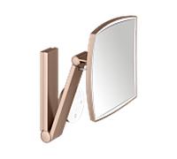 KEUCO iLook_move miroir cosmétique 17613299002 carré, grossissement 5x, éclairé, avec panneau de commande, modèle mural, or rose brossé
