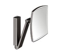 KEUCO miroir cosmétique iLook_move 17613359004 carré, grossissement 5x, beleuchtet , avec interrupteur à bascule, modèle mural, noir titane brossé