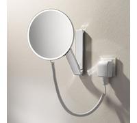KEUCO Miroir de soins de beauté iLook_move – éclairé rond chromé, cordon spiralé, réf. 17612019001