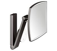 KEUCO iLook_move Miroir de soins de beauté, éclairé, angulaire, couleur de lumière réglable sur plusieurs niveaux, panneau de commande en verre, 17613359002, Couleur: noir titane brossé