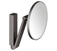 KEUCO iLook_move Miroir de soins de beauté, éclairé, rond, avec interrupteur à bascule, 1 couleur de lumière, 17612359004, Couleur: noir titane brossé