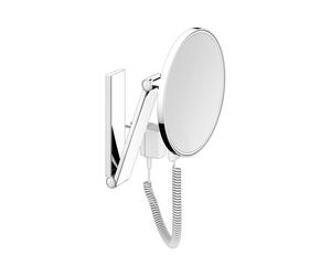 KEUCO iLook_move Miroir de soins de beauté, éclairé, rond, chromé, avec cordon spiralé et interrupteur sur câble, 17612019001