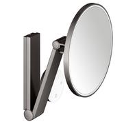 KEUCO iLook_move Miroir de soins de beauté, éclairé, rond, couleur de lumière réglable à plusieurs niveaux, panneau de commande en verre, 17612359002, Couleur: noir titane brossé