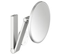 KEUCO iLook_move Miroir de soins de beauté, éclairé, rond, couleur de lumière réglable à plusieurs niveaux, panneau de commande en verre, 17612219002, Couleur: Finition en acier inoxydable