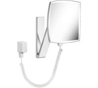 KEUCO iLook_move Miroir de soins de beauté, éclairé, angulaire, chromé, avec câble spiralé et interrupteur de câble, 17613019001
