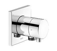 KEUCO IXMO Vanne d'inversion à encastrer 2 consommateurs, raccord de flexible avec poignée Comfort, avec arrêt, rosace carrée, 59557011102, Couleur: Chromé