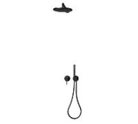 Keuco IXMO Ensemble de douche 3 59651370301 mitigeur monocommande rond avec flexible de douche et douche de tête, noir mat