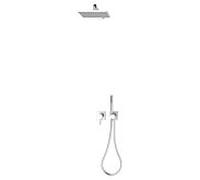 Keuco IXMO Ensemble de douche 4 59651010402 carré, mitigeur monocommande avec support de douche et douche de tête, chromé