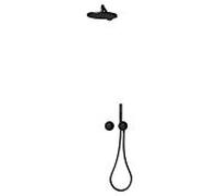 Keuco IXMO Ensemble de douche 7 59653370701 rond, mitigeur thermostatique avec support de douche et douche de tête, noir mat