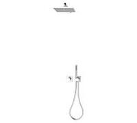 KEUCO IXMO Set de douche 8 Robinetterie thermostatique, 2 consommateurs avec support de douche et pomme de douche, rosace carrée, 59653010802, Couleur: Chromé