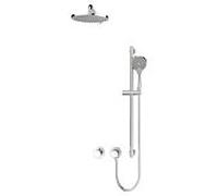 Keuco IXMO Ensemble de douche 9 59653010901 rond, mitigeur thermostatique avec flexible de douche et douche de tête, chromé