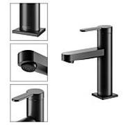 KEUCO Mitigeur monocommandé IXMO Flat pour lavabo 100 sans vidage à tirette, saillie 109 mm Noir mat